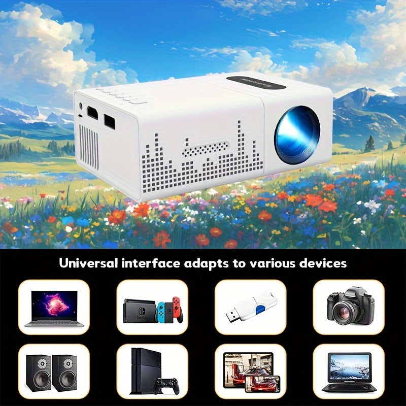 3000+ Lumens Vivid HD Home Theater Projector - Portable Mini Projector for Outdoor Movie Nights with 1080P Resolution, Built-in Audio, and Multi-Interface Connectivity for Smartphone, USB, SD Memory Card, HDTV, AV, and USB De