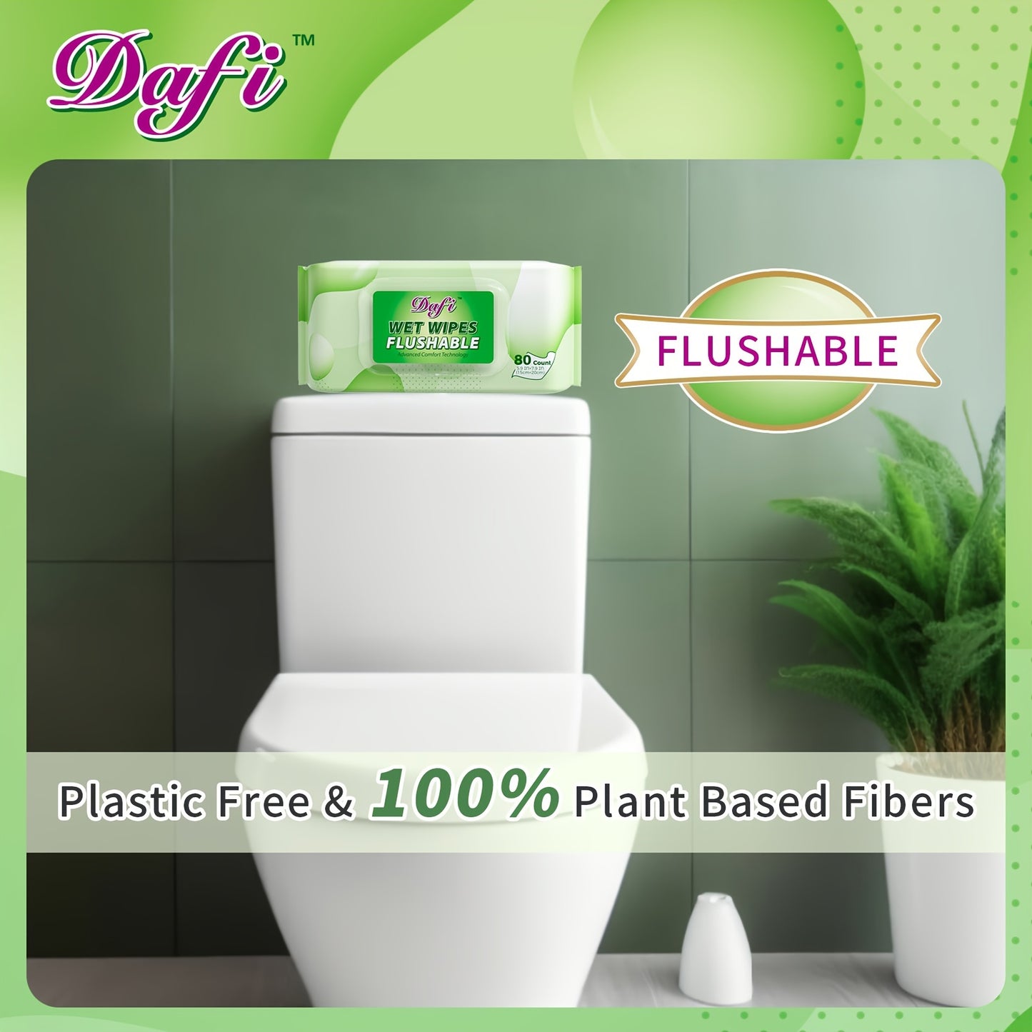 Flushable Alcohol & 100% Plant Based Fibers, Septic And Sewer Safe Pack Of 9