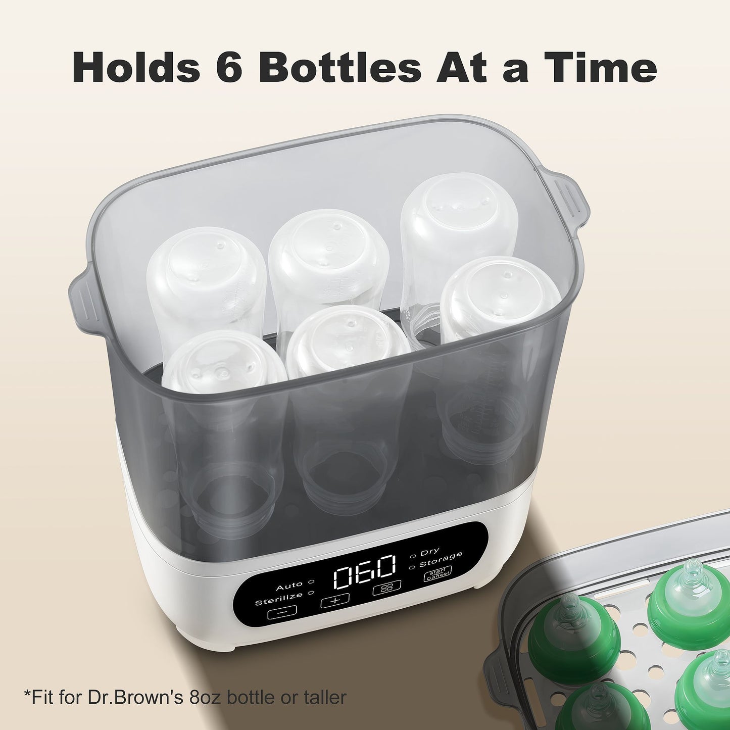 4-in-1 Bottle Steamer & Dryer - Fit, LED Touch Screen, Auto Shut-Off, 110V-130V