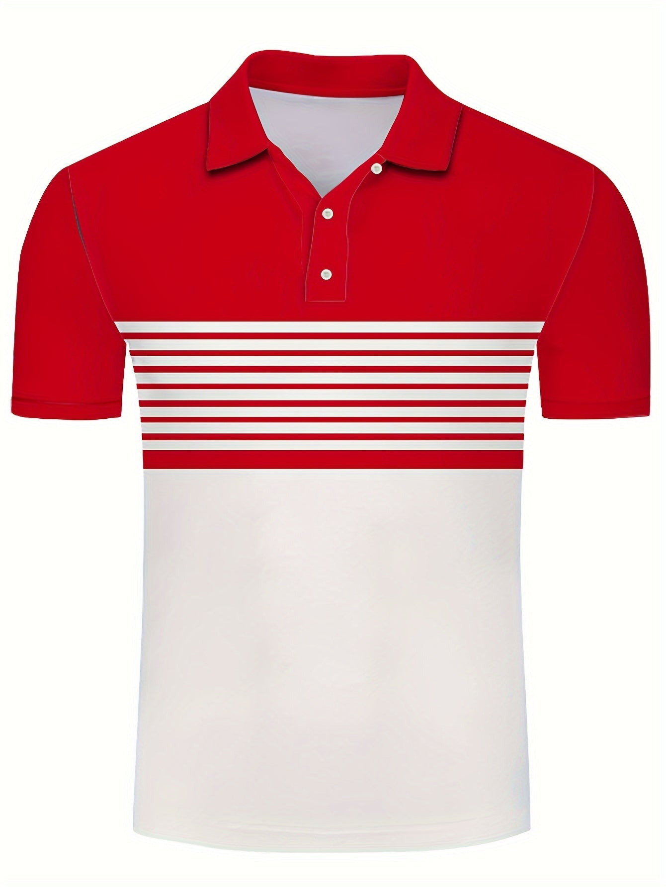 Stylish Men's Striped Golf Shirts - Color-Blocked, Short Sleeve, Lapel Design, Slight Stretch, Regular Fit, - Perfect for Warm Weather Outings