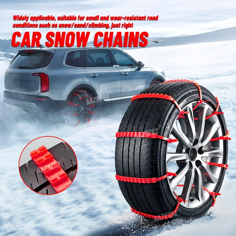 20 Reusable Car Emergency Snow Chain Tire Zipper Strap for Off-road Winter Driving In Pickup Trucks (complimentary 4 Red Snow Chains)