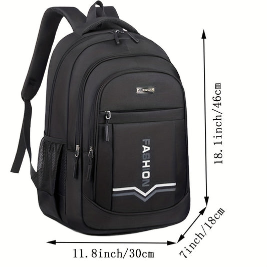 Large Capacity Backpack with Laptop Compartment - Durable Nylon, Adjustable Straps, Reflective Detail - Perfect for School