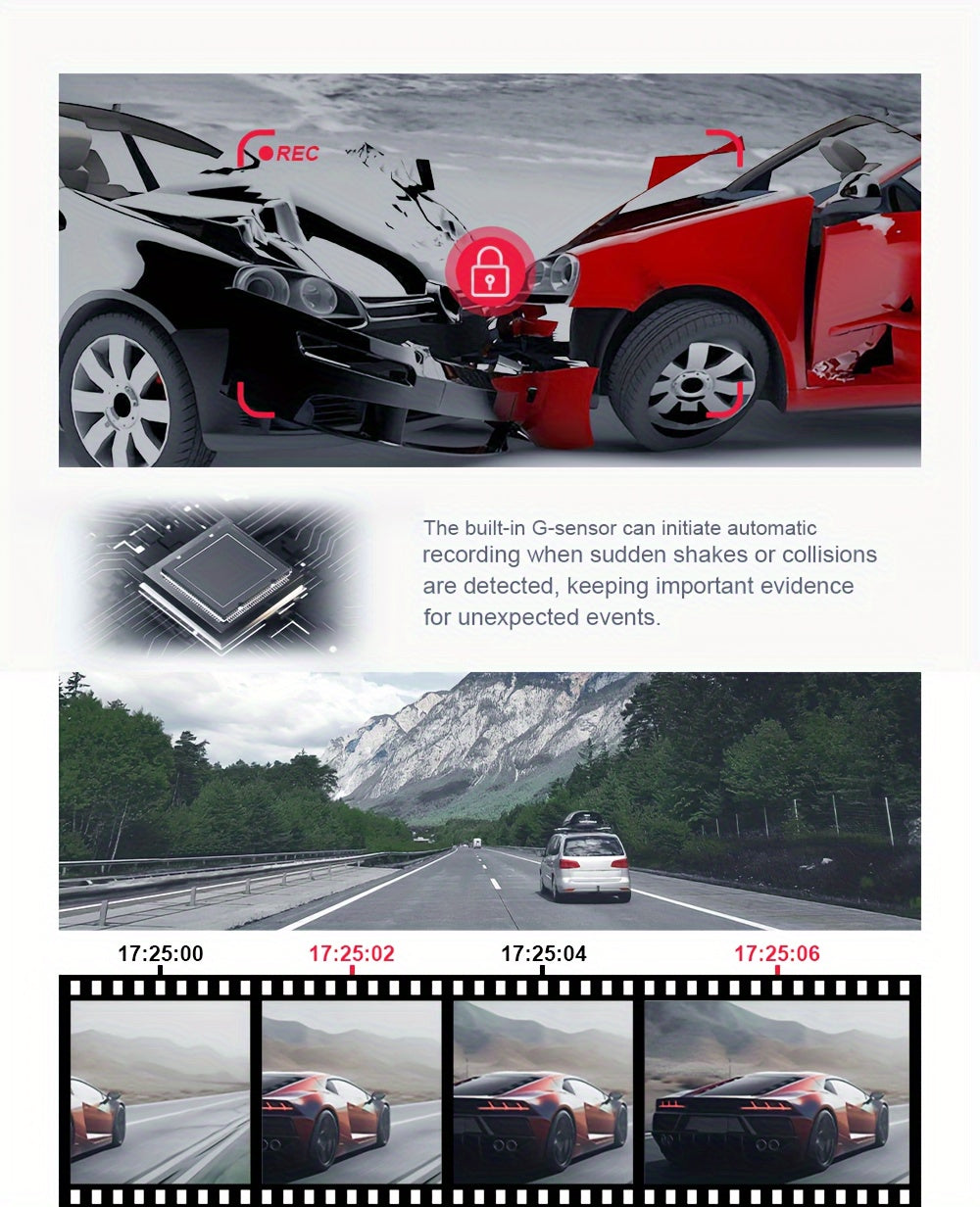 32G 4 Lens New Four Recording HD Driving Recorder 2.0 Inch Car Night Vision Car Front And Rear Left And Right Simultaneously Recording