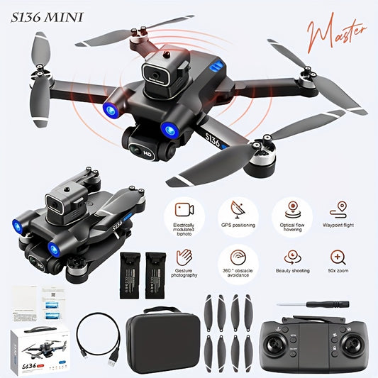 ProFlight S136 4K GPS Drone - Longest Flight Time, Optical Flow, 5G Transmission, Brushless Motors, Intelligent Follow Me, Auto Return Home, 2 Batteries, Handbag - Foldable FPV RC Quadcopter