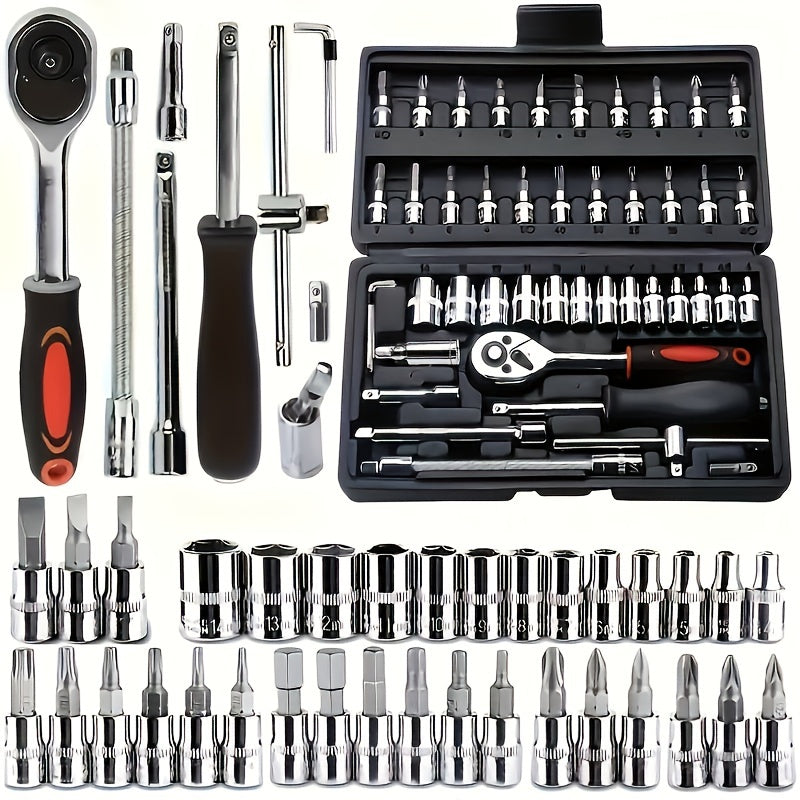 216/46pcs High-Quality Multi-Functional Heat- Auto Mechanic Tool Set - Premium Torque Wrench Set