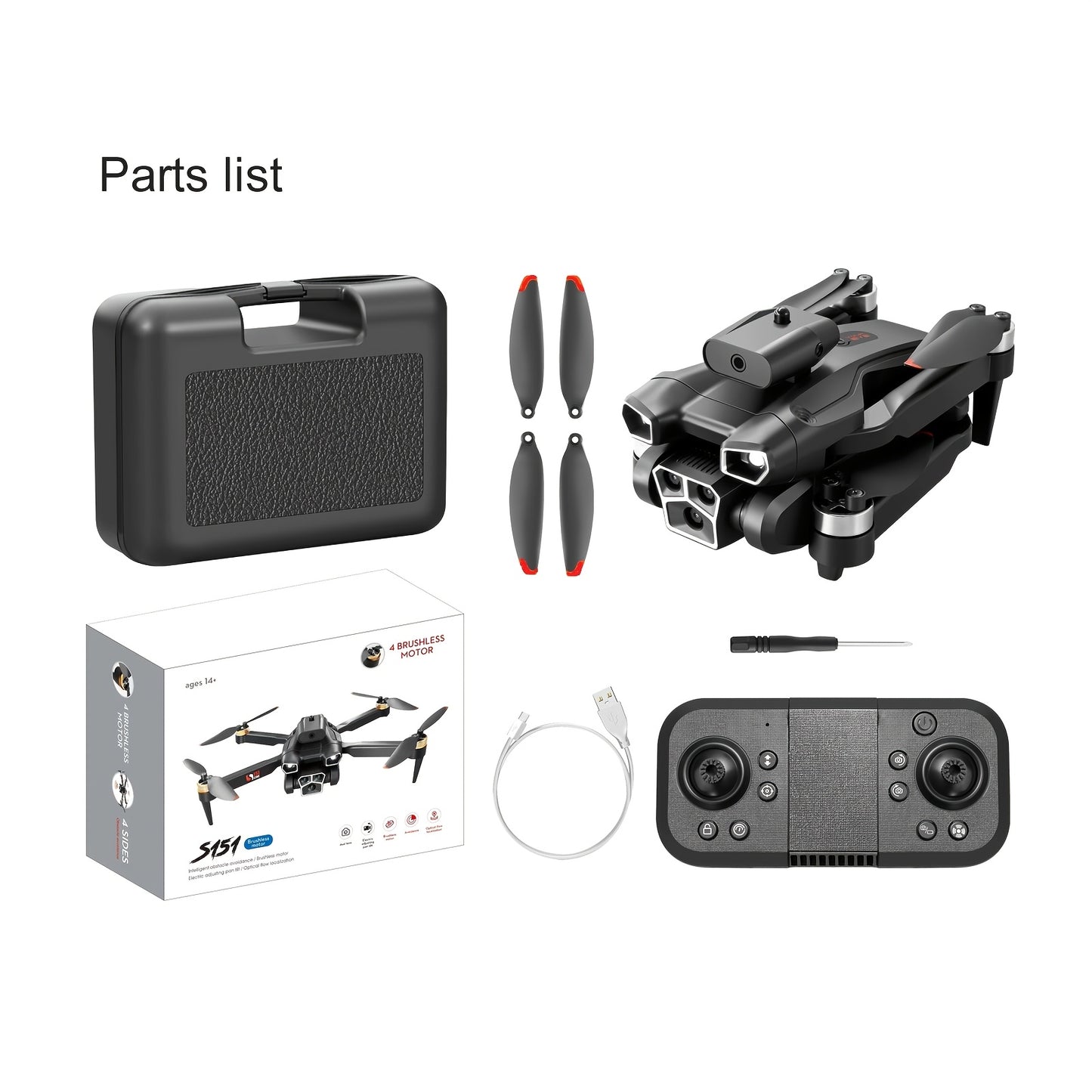 2024 S151 Drone with Three Cameras, Wi-Fi, GPS - Remote Control