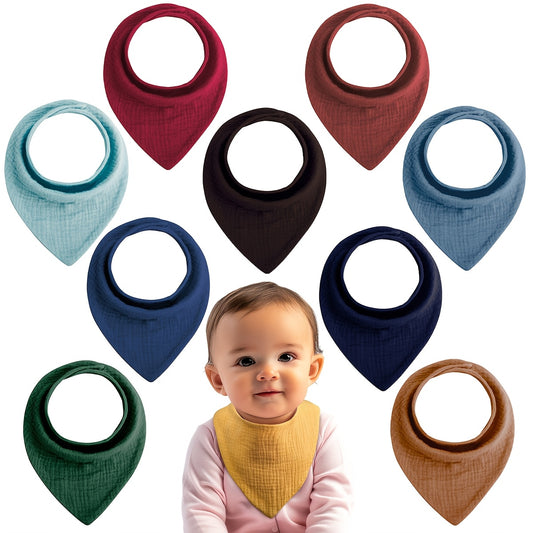 10-pack Of Waterproof, Adjustable Snap-on, Breathable, Soft, Baby Bibs, Suitable For Both Boys And Girls,