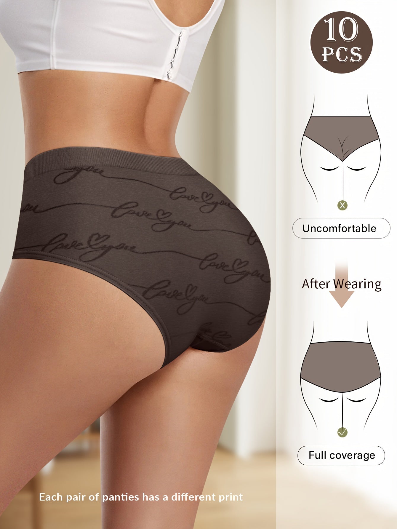 10pcs Women's Elegant Nylon Briefs, Soft and Comfortable, Non-Transparent