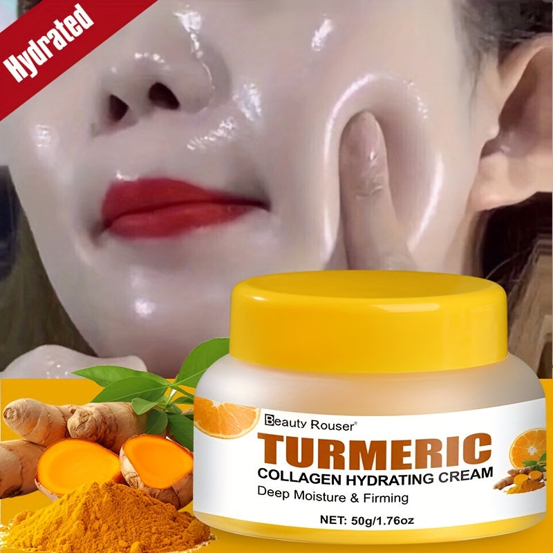 Turmeric & Collagen Hydrating Cream - 1.76oz | Deep Moisture for All Skin Types | Vitamin C & Niacinamide Infused