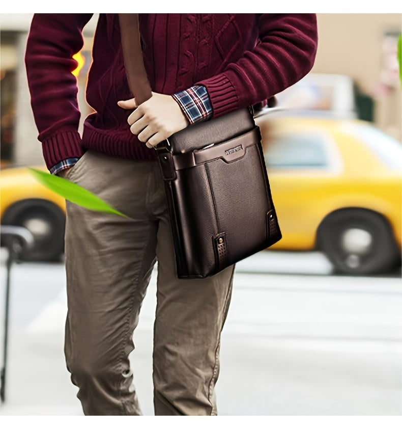 Chic Vintage-Inspired Women's Faux Leather Messenger Bag - Waterproof, Business-Style Crossbody Briefcase with Polyester Lining, Perfect for Work & Casual Use, Available in Deep Brown/Black