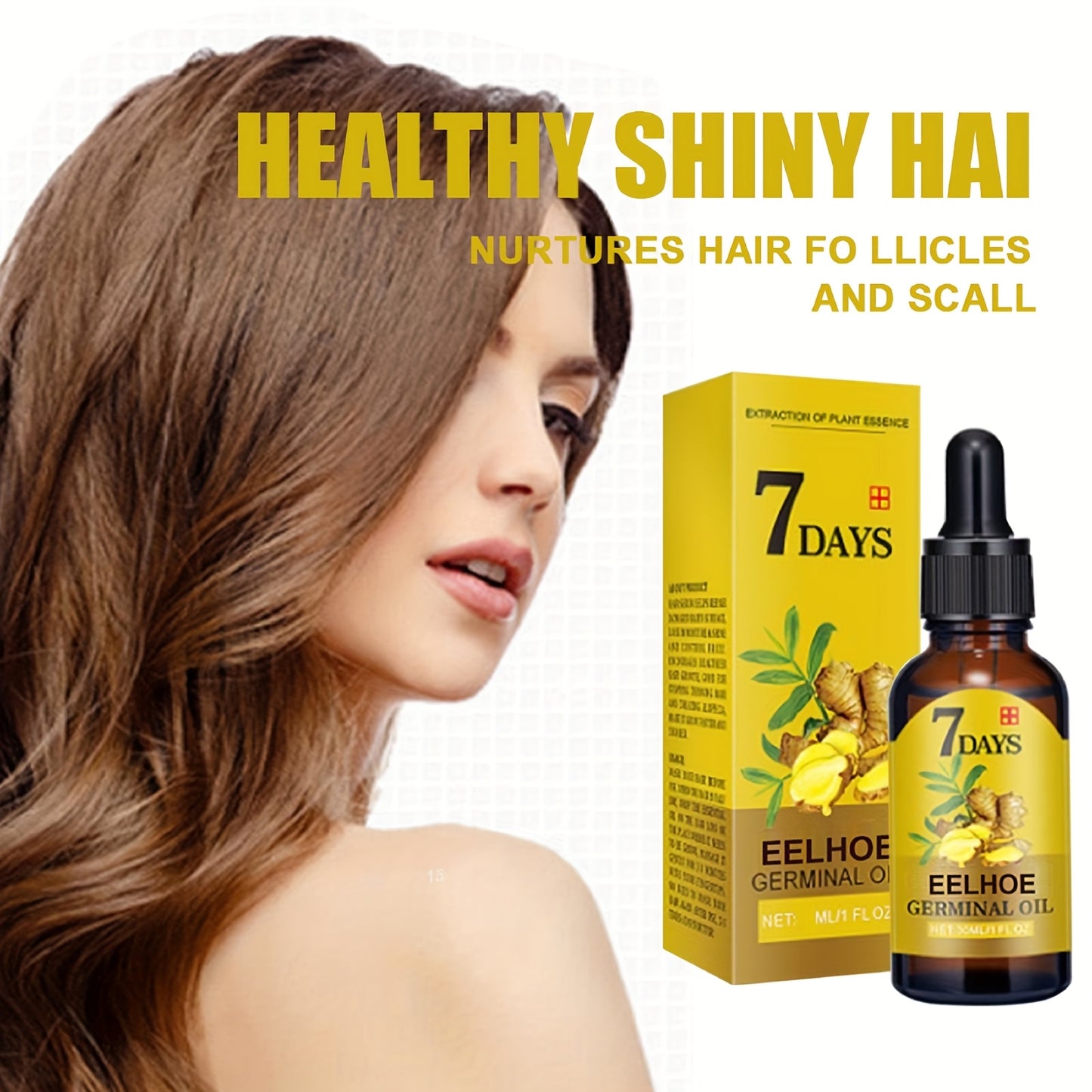 7 Days Ginger Hair Oil - Nourishes Hair with Plant-Based Squalane, Germinal Essence Conditioner for Scalp Massage