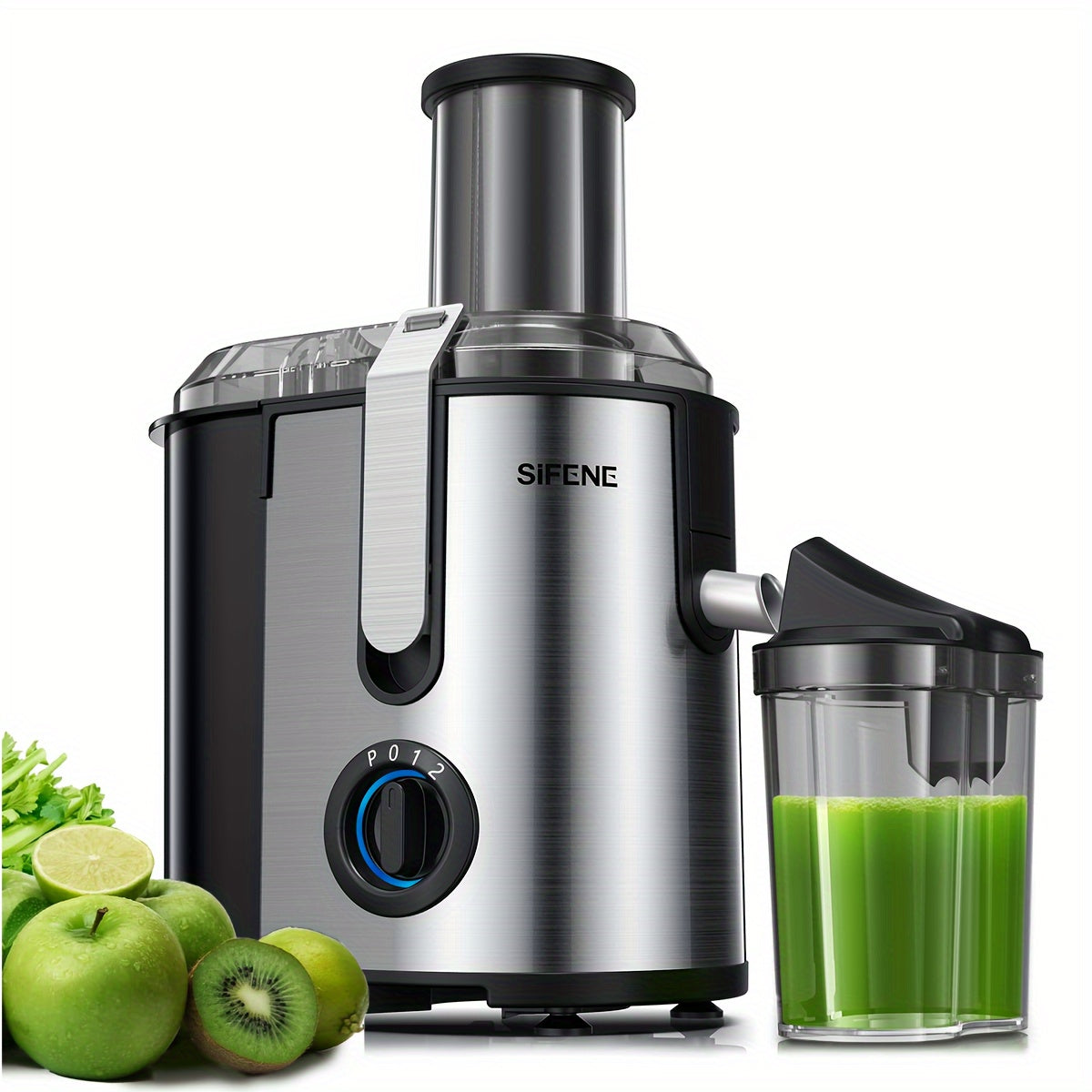 Juicer Machine, 800W High-Yield With 3.2" Wide Feed Chute For Whole Fruit & Veggie Processing, Stainless Steel BPA-Free, Quick & Simple Easy To Clean, Silvery