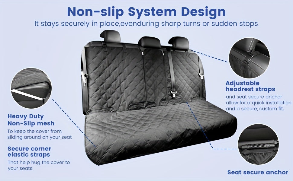 Back Seat Cover 60/40 Split Bench For Cars, Trucks, SUVs