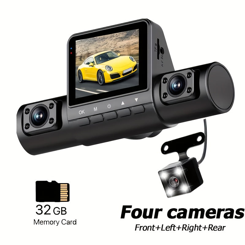 32G 4 Lens New Four Recording HD Driving Recorder 2.0 Inch Car Night Vision Car Front And Rear Left And Right Simultaneously Recording