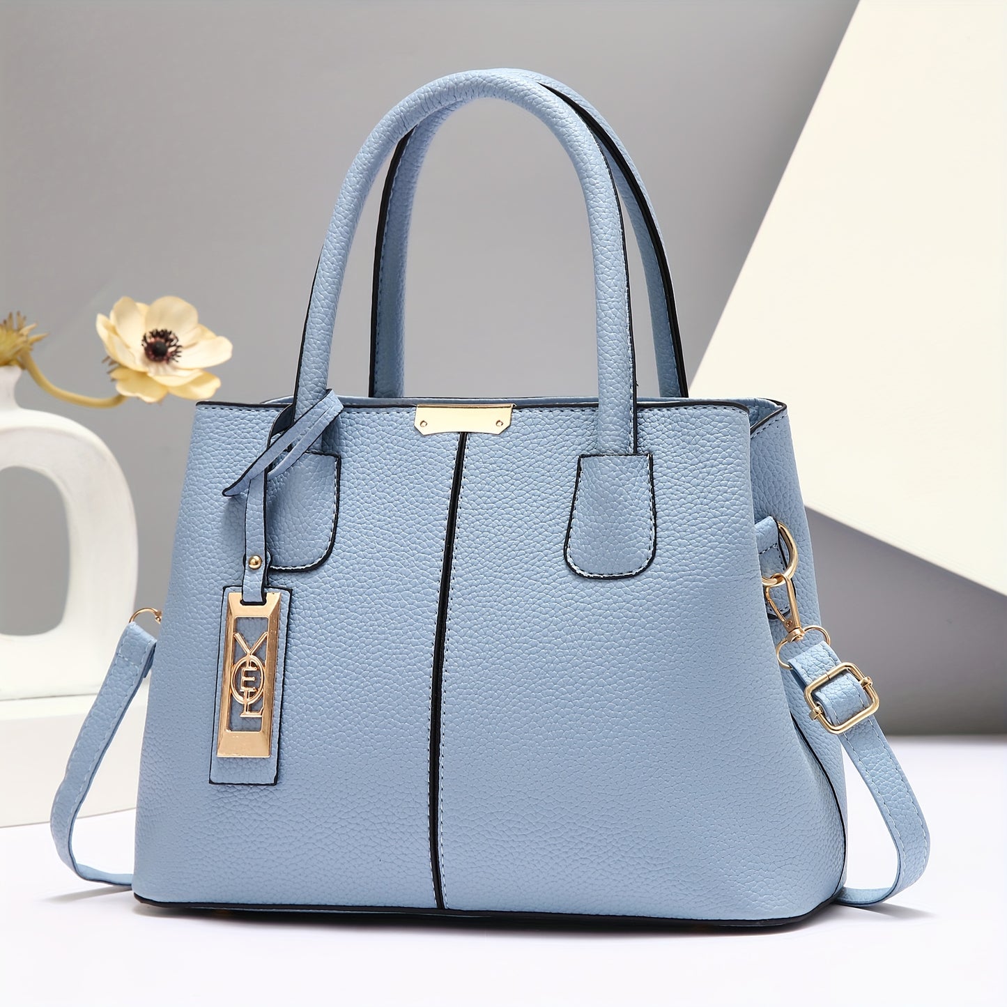 1pc  Leather Tote Bag for Women, Fashion Shoulder Handbag with Fixed Strap,