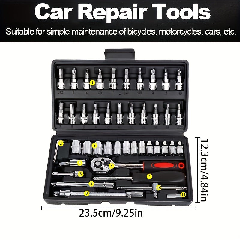 216/46pcs High-Quality Multi-Functional Heat- Auto Mechanic Tool Set - Premium Torque Wrench Set