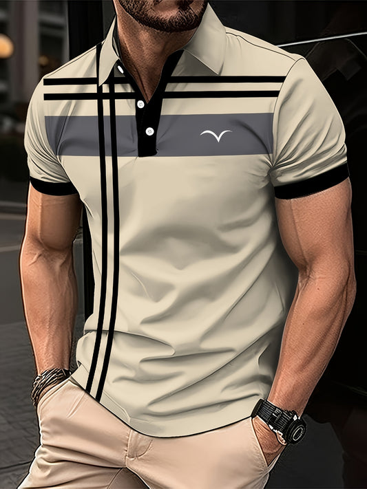 Men's Trendy Gradient Print Shirt - Casual, Breathable Polyester, Button-Up Collar for Golf & Sports