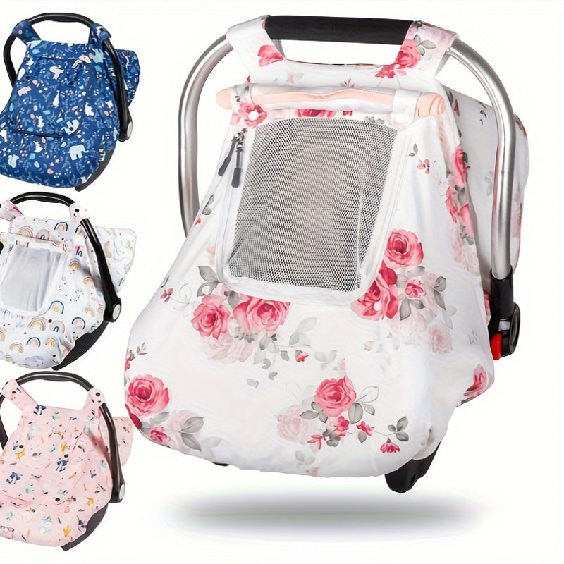 Car Seat Cover Set with Floral Designs Winter Car Seat Protection|Pram Cover Set|Insulated Car Seat Cover