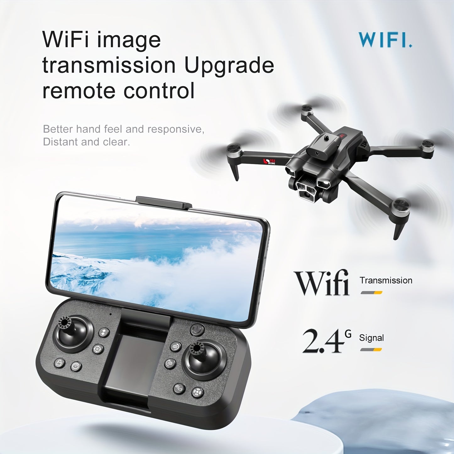 4K HD Three Camera Brushless Drone - Intelligent Obstacle Avoidance,, Auto Return, One-Touch Take-Off/Landing, 360° Beauty Mode, 3 Rechargeable Batteries, Carrying Case, Wi-Fi Connectivity, And Battery Powered