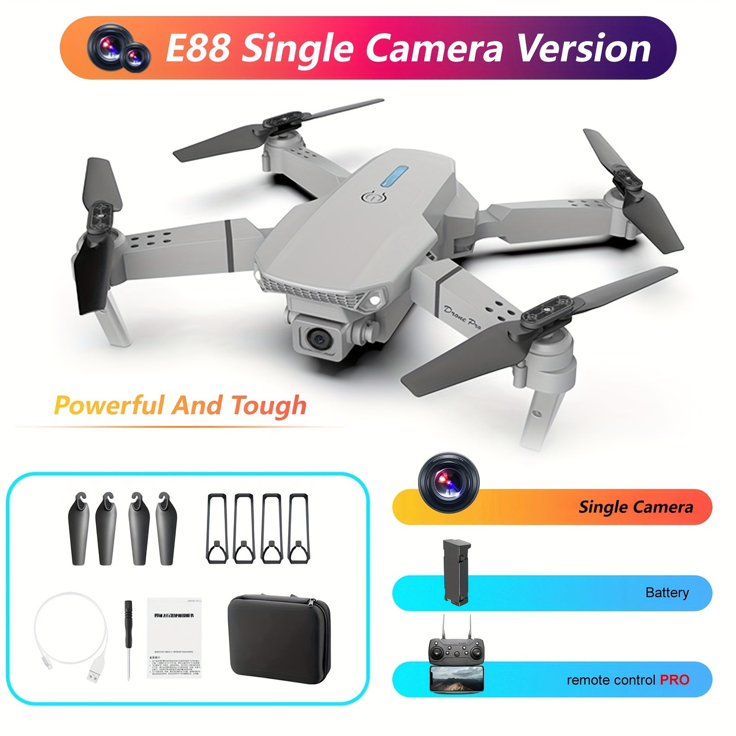 E88 Pro Dual Camera Drone - Easy One-Click Takeoff & Landing, Remote Control Quadcopter for Beginners and Enthusiasts, Ideal Gift