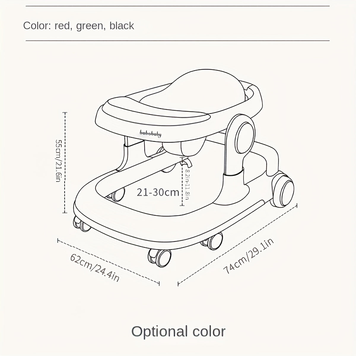 Baby Walker Foldable Activity Walker, Push Walker With Removable Feed Tray And Music Tray