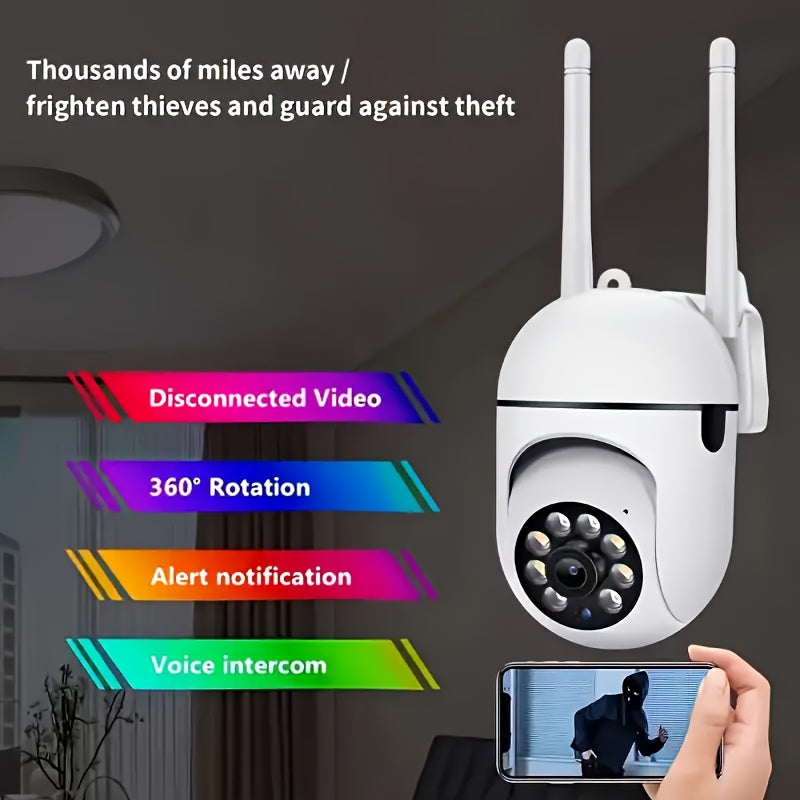 1pc 1080p HD Wireless Security Camera with Color Night Vision, 2-Way Audio,