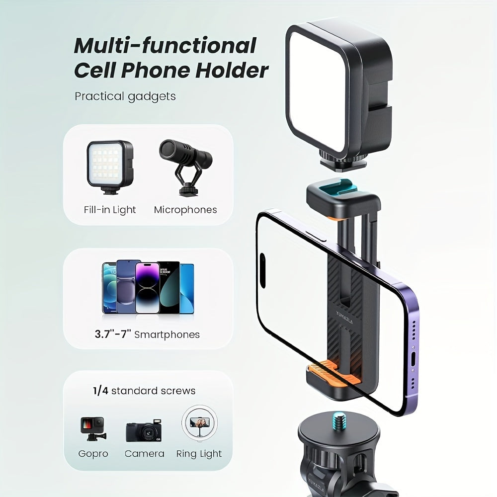 71'' Phone Tripod Stand, Extendable Reinforced Aluminum Phone Stand With Wireless Remote, Stable Cellphone Tripod Compatible With Phone