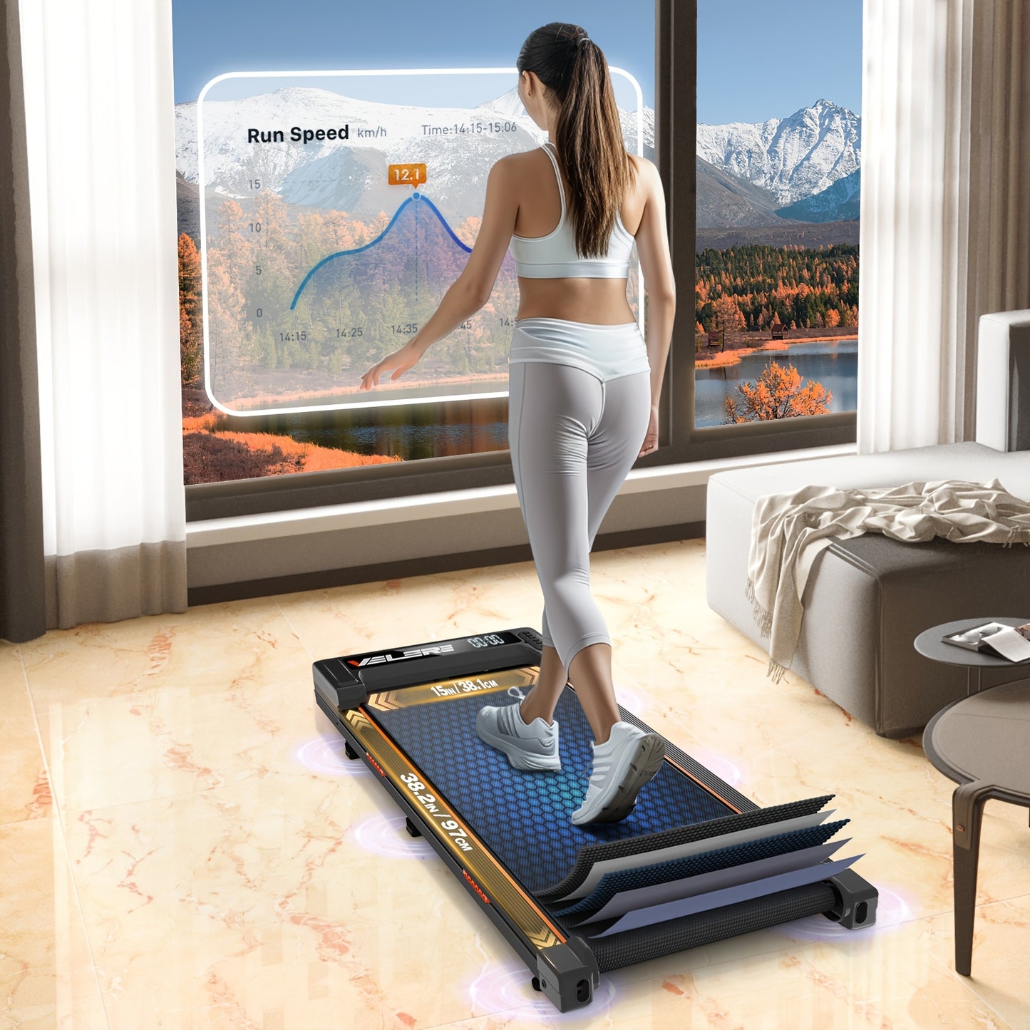 ProWalk - Premium Under Desk Walking Mat Treadmill with Remote Control, LED Display, and Space-Saving Design for Home and Office Fitness