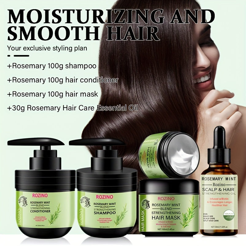 Rosemary Hair Care Set - Unisex Adult Shampoo, Conditioner, Scalp & Hair Mask, Lotion Form with Rosemary for Normal Hair Style,