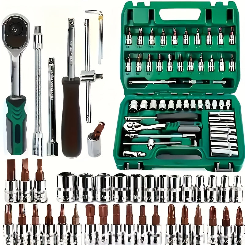 899/53 sets of tools, handheld tools portable 4-layer toolbox, easy to push and pull with rollers, automotive maintenance tools multi-functional toolbox, professional, high-end