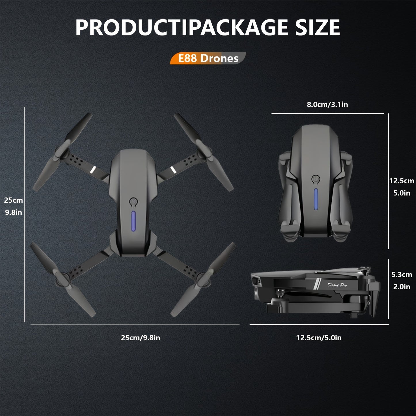 E88 Pro Dual Camera Drone - Easy One-Click Takeoff & Landing, Remote Control Quadcopter for Beginners and Enthusiasts, Ideal Gift