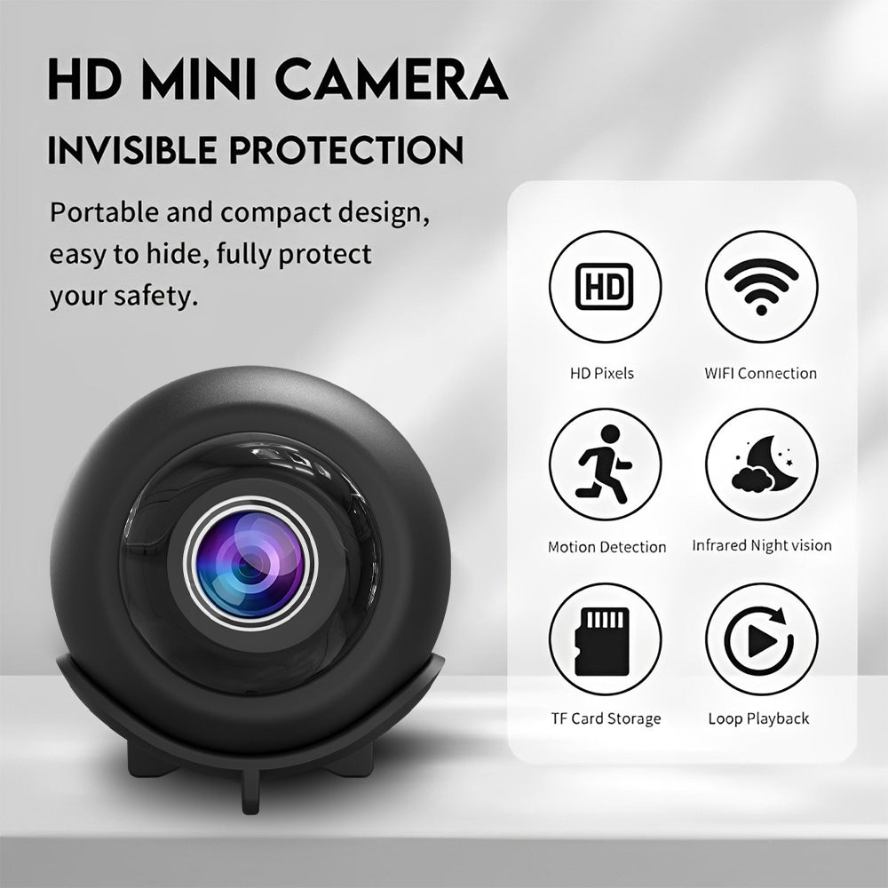 HD 1080P Mini Hidden Camera with Rechargeable Battery, Motion Detection & Remote Monitoring - Supports up to 32/64/128GB Memory Card, Portable Nanny Cam for Home Security, Pet Monitoring, Remote Access via iOS and Android APP