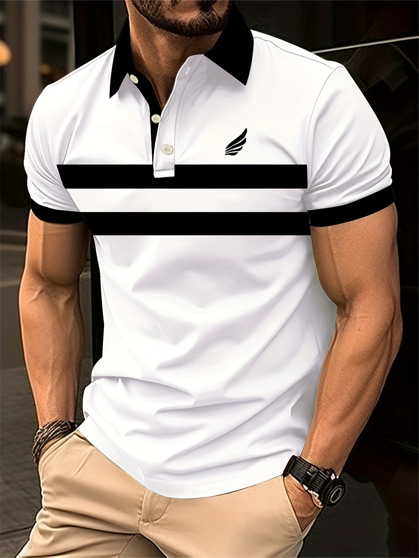 Mens Vibrant Color Block Polo Shirt - Comfortable Short Sleeve Golf Shirt