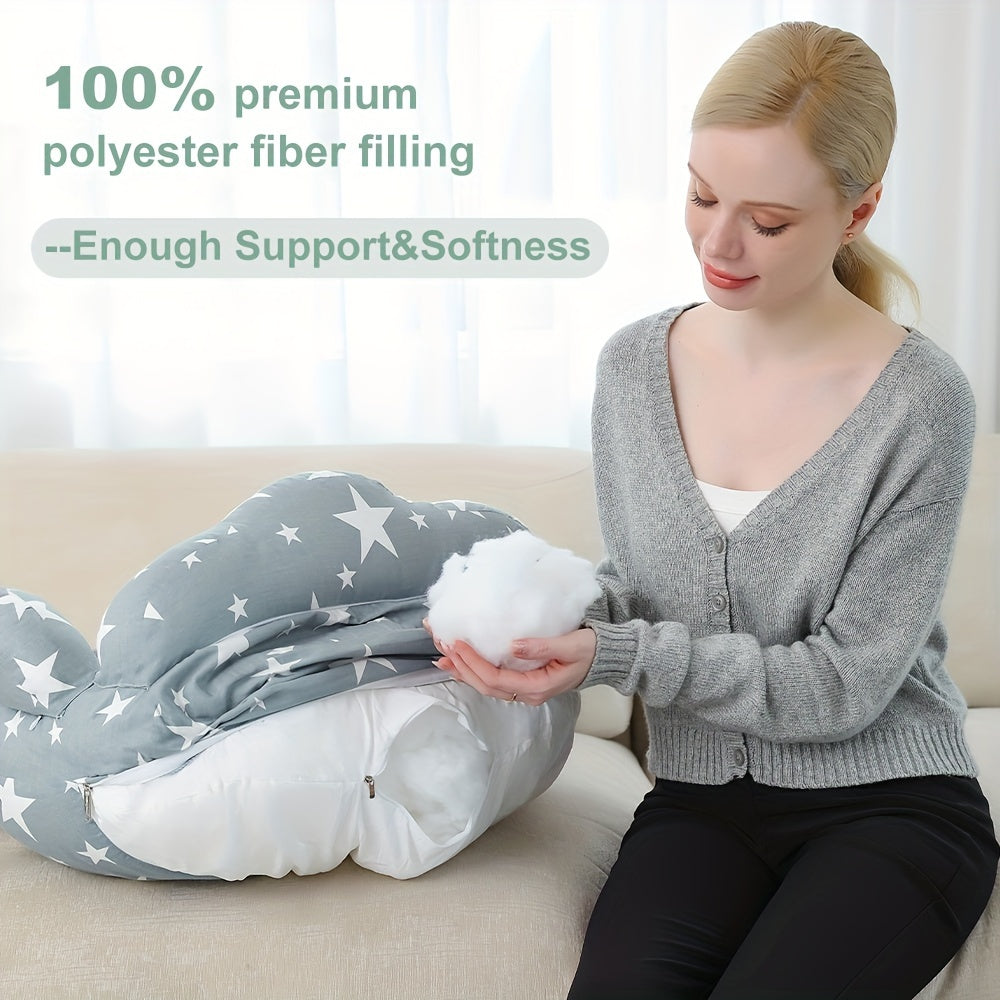 Adjustable Nursing Pillow for Breastfeeding, Feeding Pillow with Safety Fence More Support for Mom and Baby