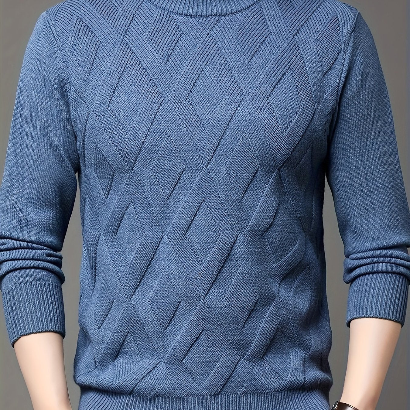 Men's Cozy Knit Turtleneck Sweater - Thick, Warm Pullover for Winter | Solid Color, Long Sleeve, Half-high, Base Layer