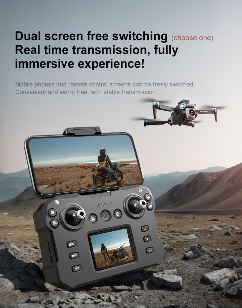 RC Drone, With 2 Batteries, Screen Remote Control Operation, 360 °obstacle Avoidance, Powerful Brushless Motor, Electrically Adjustable HD Dual Cameras, Remote-controlled Aircraft, With 8g Memory Card