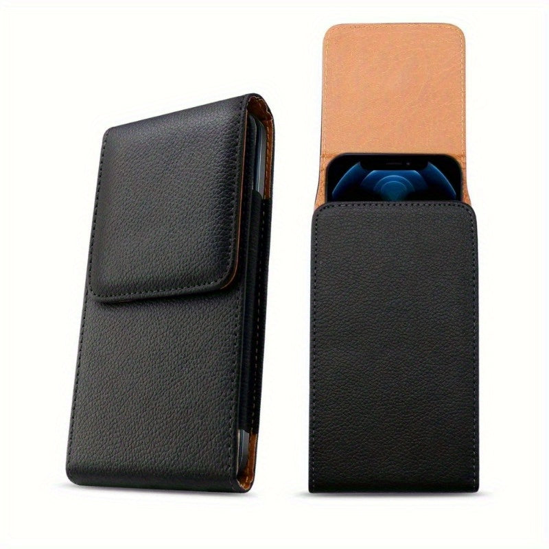 Universal Cell Phone PU Leather Vertical Pouch Holster Wallet Bag with Waist Belt Clip for iPhone 16 15 14 13 12 11 Pro Max Plus, for Samsung Galaxy S25 24 23 22 21 Ultra Plus FE and A Series Cellphone, for Moto Google Phone