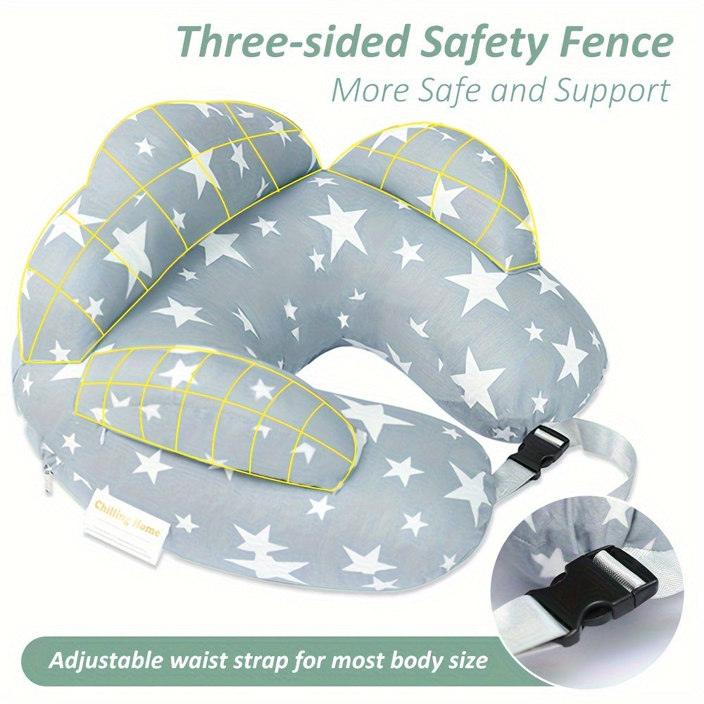 Adjustable Nursing Pillow for Breastfeeding, Feeding Pillow with Safety Fence More Support for Mom and Baby