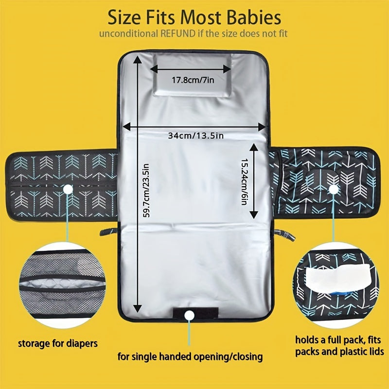 Portable Changing Pad For Baby Diaper Bag Or Changing Table Pad.One-Hand Diaper Change Pad. Waterproof Travel Changing Pad.