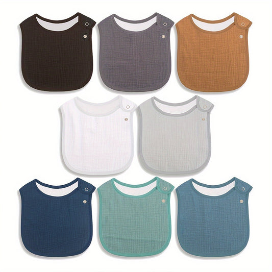 8pcs Soft Gauze Muslin Youngsters Bibs - Absorbent, Breathable,