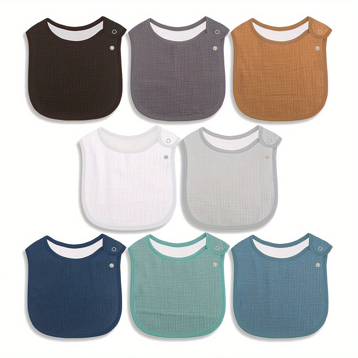 8pcs Soft Gauze Muslin Youngsters Bibs - Absorbent, Breathable,