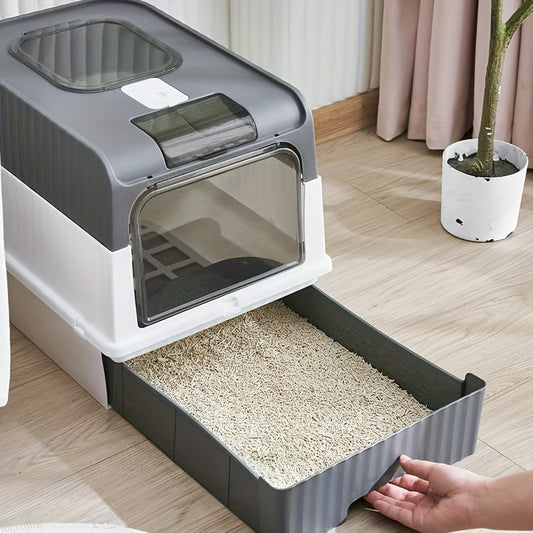 Large Drawer Litter Box, Leak-proof And, Anti-splash Cat Toilet At The Top Entrance, Easy To Clean