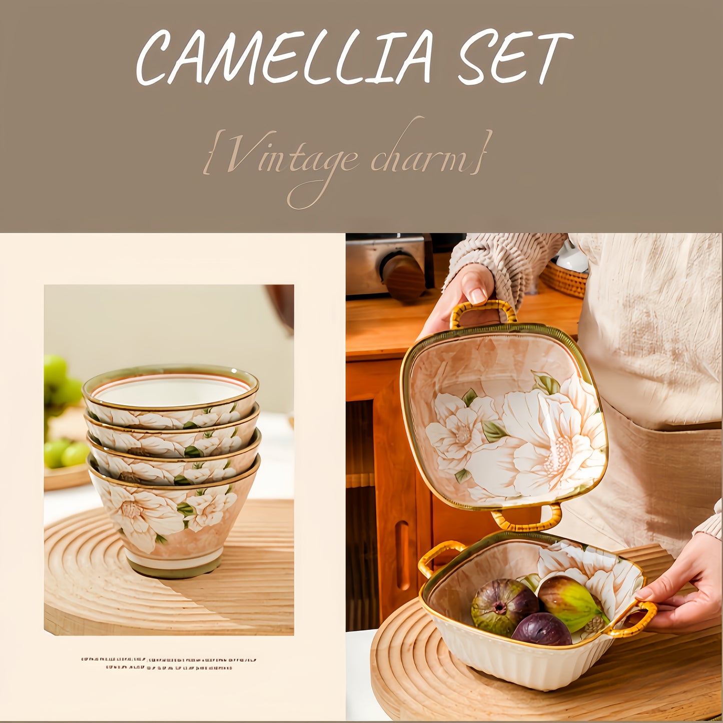 10 Camellia Porcelain, Exquisite Tableware Plate Sets, Home Gifts, Birthdays