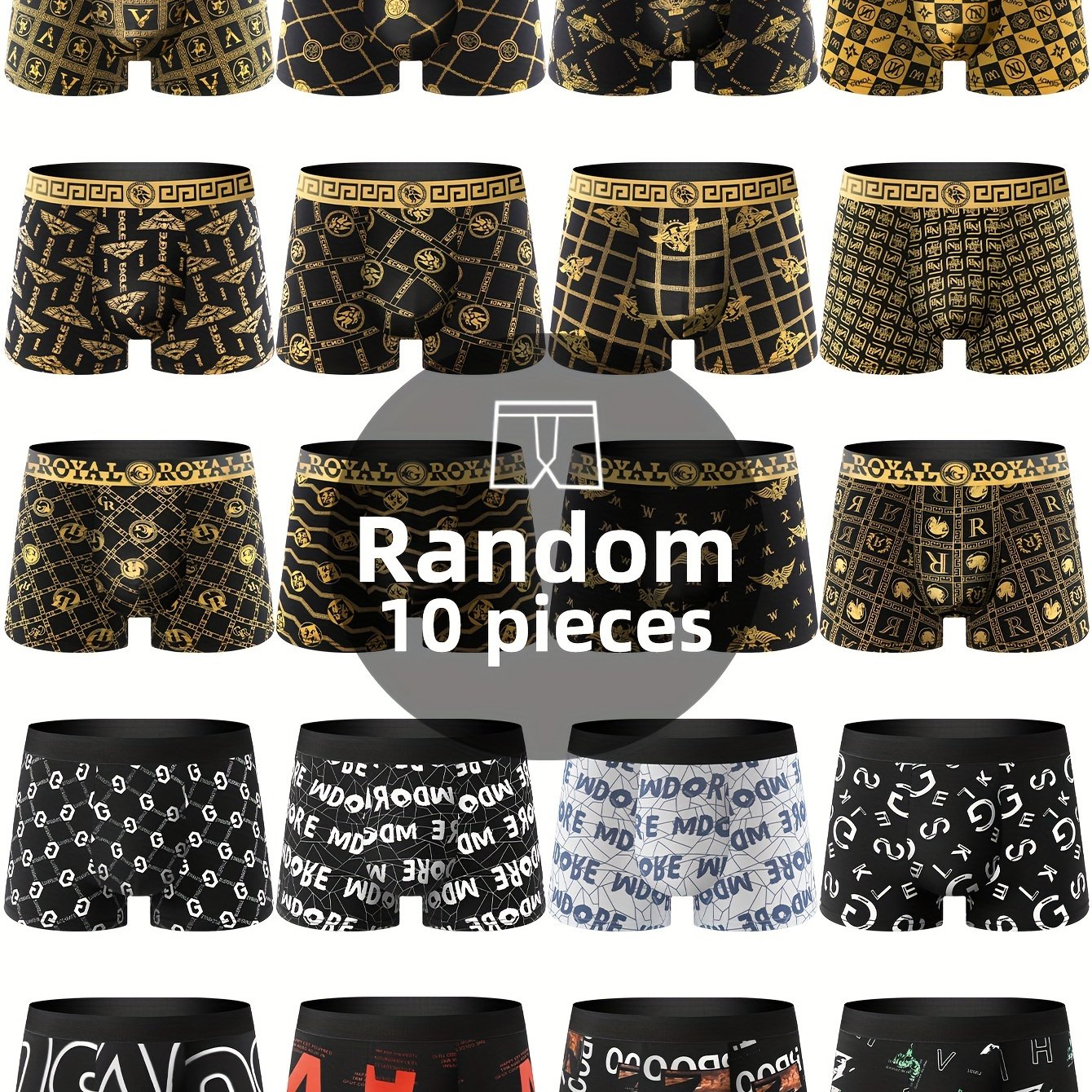 10pcs Men'S Boxer Briefs, Comfortable Casual Underwear with Luxurious Design