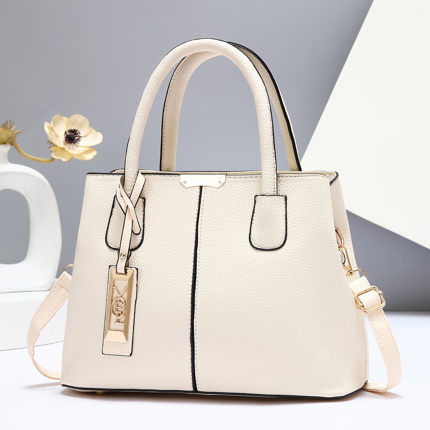 1pc  Leather Tote Bag for Women, Fashion Shoulder Handbag with Fixed Strap,