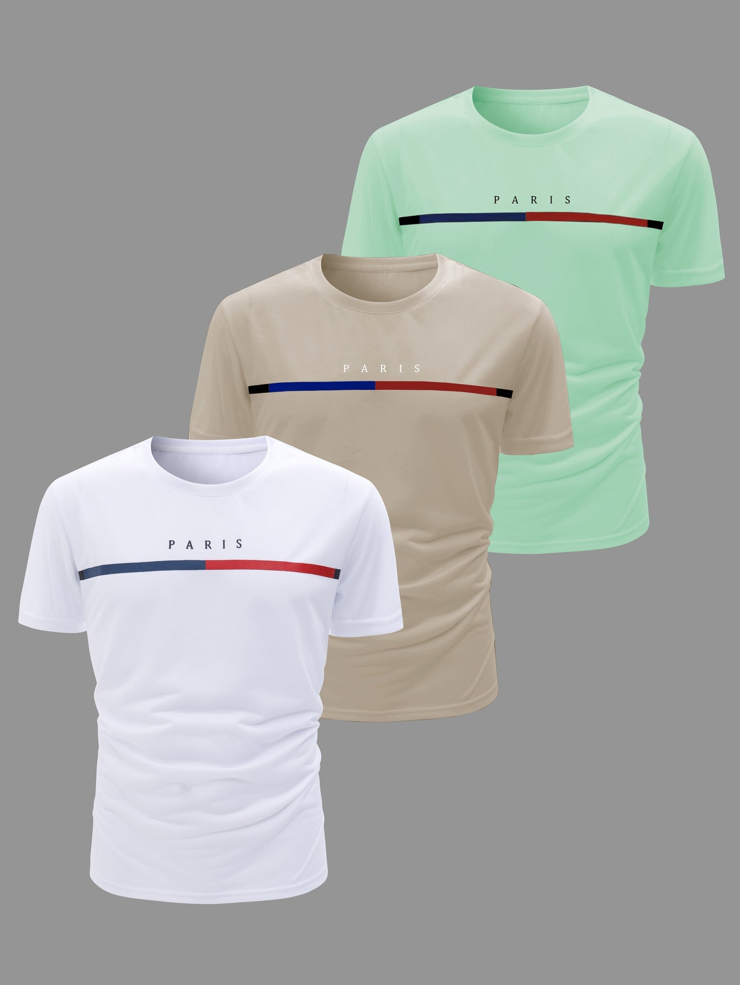 3pcs Men's Casual Short Sleeve Crew Neck T-shirts, Breathable And Lightweight For Summer Sport And Casual Wear, Outdoor Cloth