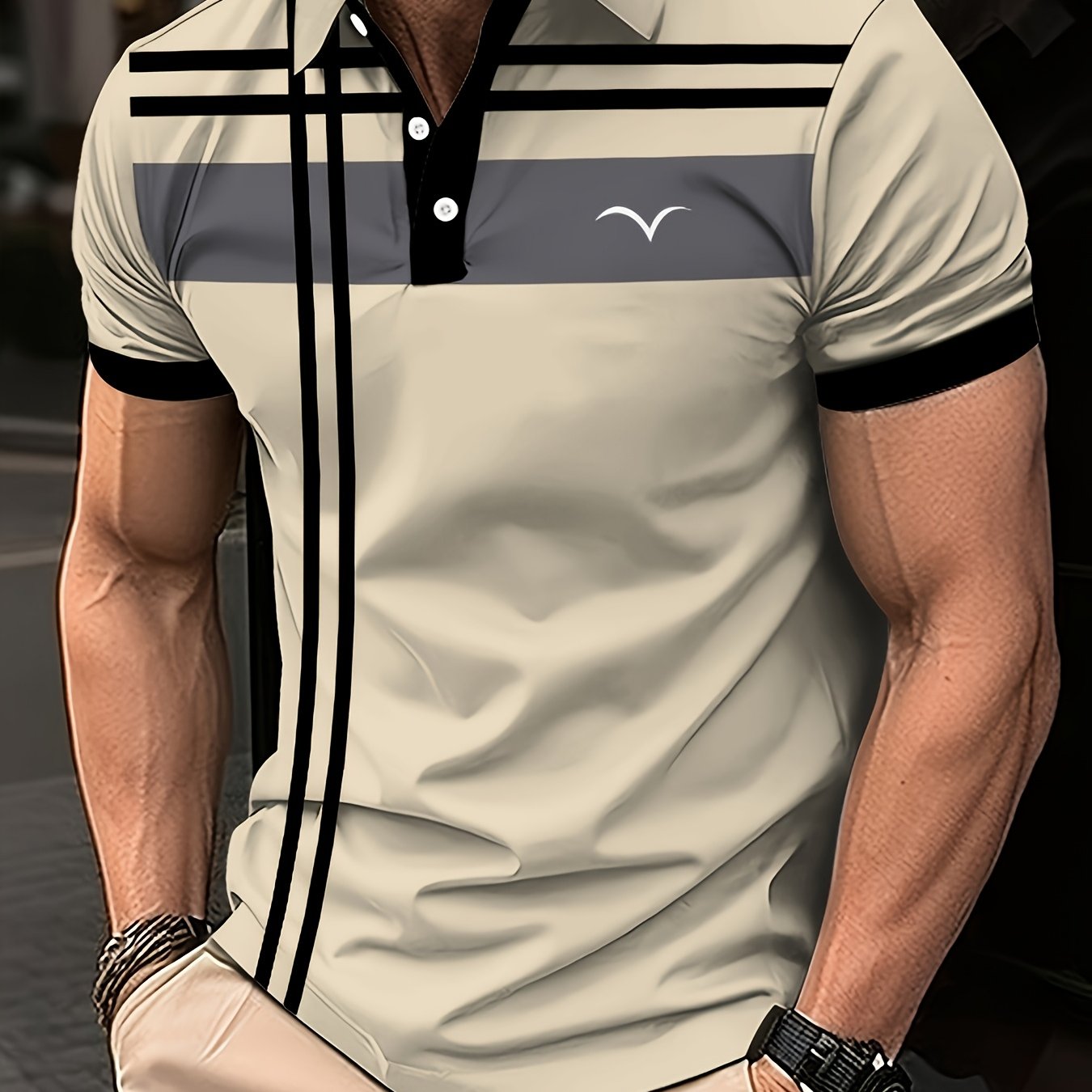 Men's Trendy Gradient Print Shirt - Casual, Breathable Polyester, Button-Up Collar for Golf & Sports