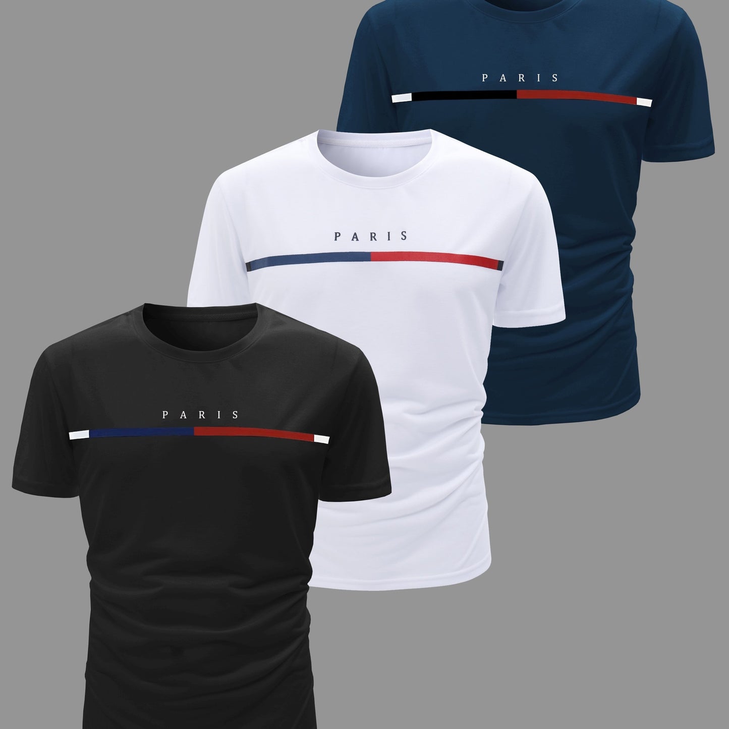 3pcs Men's Casual Short Sleeve Crew Neck T-shirts, Breathable And Lightweight For Summer Sport And Casual Wear, Outdoor Cloth