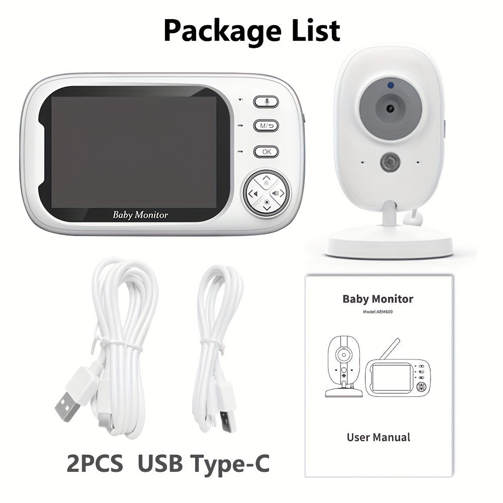 cam Baby Monitor, 3.5 Inch Color LCD Screen, 2 Way Audio, Infrared Night Vision, Digital Zoom,