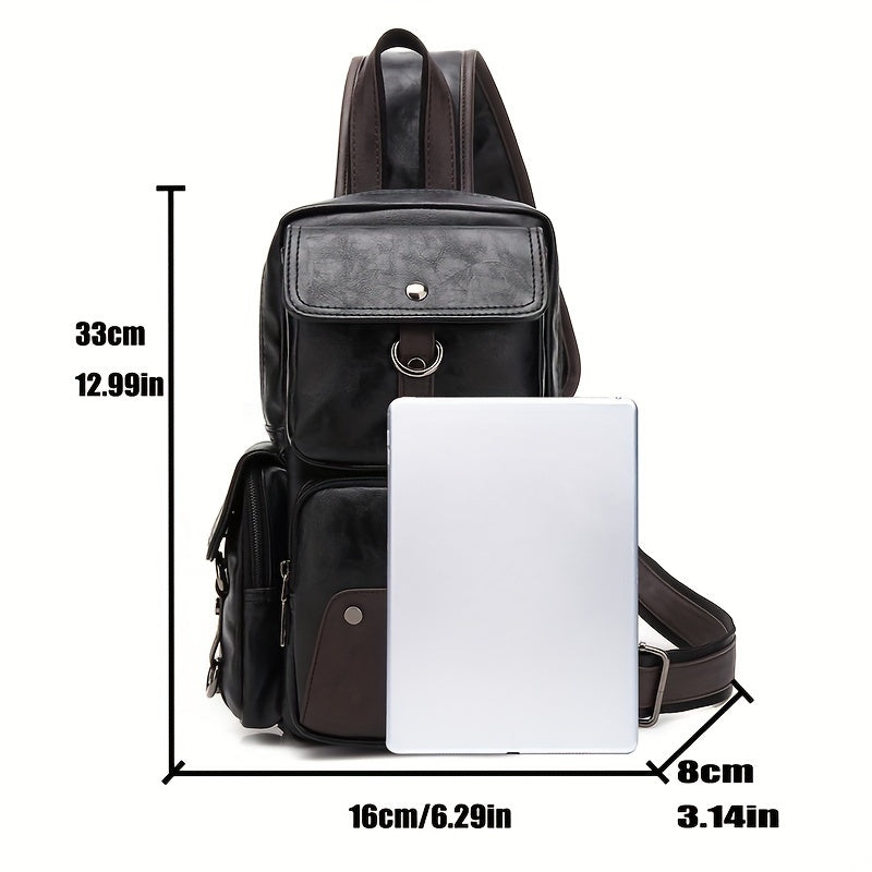 Stylish Chest Bag - Men's Fashion Business Casual Shoulder Bag with Soft PU Leather, Adjustable Strap, and Multiple Compartments - Ideal Gift for Men